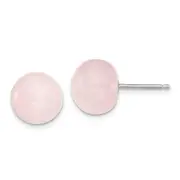 Sterling Silver 10-10.5mm Rose Quartz Button Post Earrings