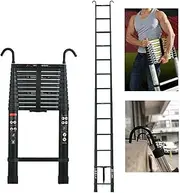 Ladders Telescopic Ladder,Extension Ladder,Extension Ladder with 2 Hooks,Professional Aluminum Telescoping Ladder 16.5ft/5m Safety Lock Design,Telescoping Multipurpose Ladder Straight Lad Beauty Comes