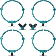 4Pcs 360° Tree Water System Tree Root Watering Ring Circle Sprinkler and Irrigation Deep Root Tool Targeted Water with Y Hose Splitter for New Tree Outdoor Plant (Green)