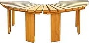 Outdoor Wood Bench Patio Backless Benches Slatted Seating Chair, Semicircular Wrap Around Tree Bench Weatherproof Furniture for Garden, Porch, Backyard and Park(Round)