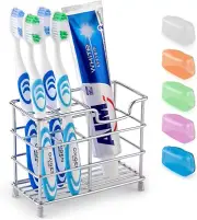 Zulay Toothpaste and Toothbrush Holder - Stainless Steel
