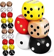 ERINGOGO 25Pcs Wooden Dice Fun Multi Sided Party Dices for Table Games and Portable for Board Game Lovers for Halloween and Christmas Events