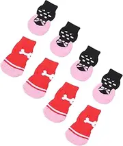 POPETPOP Warm Dog Socks Set Christmas Pet Footwear Anti-Slip Sole Comfortable Material for Pet Paw Protectors Random Style