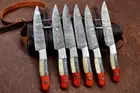 Custom Handmade Damascus Steel BBQ 6Pcs BBQ / Steak Knives Set