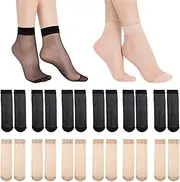 [Lopsity] 12PCS Women's Ankle High Sheer Socks Nylon Socks Crew Stocking Soft Tight Hosiery Thin Through Calf High Silk Socks
