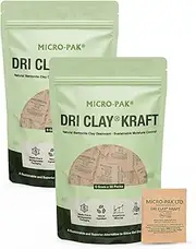 Micro-Pak Dri Clay Kraft - Desiccant Packs for Storage – Bentonite Clay Desiccant for Sustainable Moisture Control – Safe Desiccant Pack for Food Storage, Closet, Safe, Garment, Shoes (6gram x 100pcs)