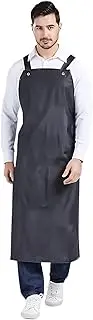 EZONEDEAL Waterproof Apron Artificial Leather Apron Ideal for Chef Butcher, Barber, DishWashing, Cleaning, Dog Grooming
