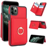 IPhone 11 Pro Max Case With Card Holder,Military Grade Drop Protection,Durable Shockproof Cover-Red
