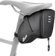 [WOTOW] Bike Saddle Bag, Waterproof Bicycle Wedge Pack Strap-on Pouch with Water Resistant Zipper & Rear Light Loop PU Coating for Mini Cycling Pumps Repair Tools MTB Folding Cycles Pocket Pack (1.5L)