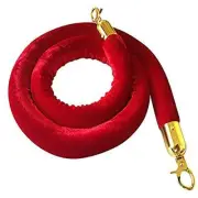 5 Ft Velvet Red Stanchion Rope Crowd Control Barrier Rope with Snap Hooks