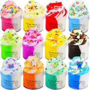 12 Pack Cloud Slime Kit, with 12 Colores Slime Kit and Slime Fun Accessories, So