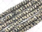 Natural Dalmation Jasper Beads Strand for Jewelry Making, Rondelle Smooth 6x10mm