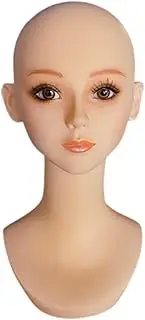 OIIBWQ Realistic Shop Window Puppet Head Manicin Head, Bust with Make -up, Multifunctional Wig -Head -Head Shawls Exhibition Stand for , Style A