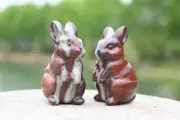 2'' Natural Red Zebra stone Rabbit reiki Crystal gift decor carved heal 1pc