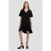Replay Womens Woven Short Dress Poplin w/ Ruffles Black