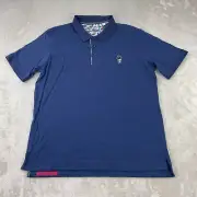 Robert Graham Polo Shirt Men Large Blue Lucifer Crowned Skull Classic Fit SS NWT