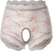 [GRRKDFQ] Women's Lingerie Hollow Out Crotchless High Waist Lace Underpants