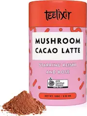 Teelixir Mushroom Raw Cacao Latte (100 G) Certified Organic Hot Chocolate Drink