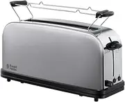 [Russell Hobbs] Toaster [Long Slot for 2 Slices / 1 Wide Slice of Bread] Adventure Stainless Steel (Extra Wide Toast Slot, Includes Bun Attachment, 6 Browning Levels + Defrost Function, 1000W) 21396-56