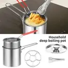 Deep Fryer with Strainer Basket and Handle Stainless Steel Fry Pot Food-~