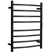 Hotwire 80W 700 x 530mm Gun Metal 8 Bar Curved Round Heated Towel Rail with Timer