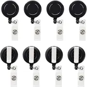 20Pcs Retractable Badge Holder,Vertical Premium ID Card Holders with Retractable Badge Reels and Lanyard for Hanging ID Card Name Key Chain (Black)