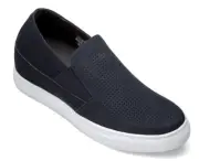 CALTO G63892 - 3 Inches Elevator Height Increase Navy Blue Perforated Slip On