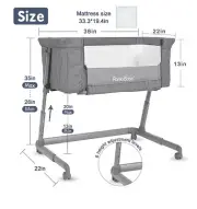 Pamo Babe Baby Bassinet Bedside Sleeper for Baby Portable Crib Adjustable Grey