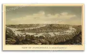 Bird's Eye View 1874 Pittsburgh - Allegheny PA Vintage Style City Map - 14x24