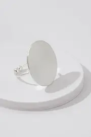 Silver Scratched Large Disc Adjustable Ring--TGT-RKJ2381S