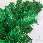 HIJAU 聖誕花環 280T 純線批發綠色花環優質聖誕飾品葉子聖誕裝飾品聖誕節