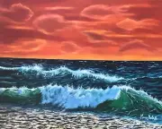Original oil painting on canvas, beach ,unframed, 16 x 20", new, surrealism art