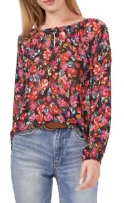 Vince Camuto Top Blouse Long Sleeve Floral Peasant Blouse Size XS $79