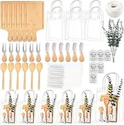 6 Sets Baby Shower Prizes for Game Winner Gifts Bamboo Cheese Board Fork Spoon Towel Artificial Eucalyptus Stems with Cards and Gift Bags Bridal Shower Party Favors for Guests Bridal Shower Prizes