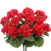 3 Pcs Artificial Geraniums Flowers Silk Geraniums for Outdoors UV Resistant Red