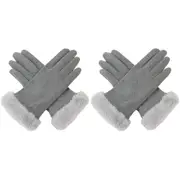 2PK Wicked Sista Tia Faux Fur Cuff Cloves Winter Hand Warmer One Size Grey