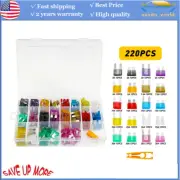 220Pcs Auto Blade Fuse Assortment Kit Set Car Truck Motorcycle Boat Fuses USA