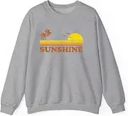 [Generic] Vintage Sunshine Beach Retro Sunset 70s Summer Vacation Gift Sweatshirt for Adults Crew Neck Long Sleeve Pullover