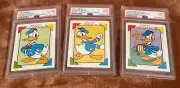 1991 Impel Disney Card Donald Duck PSA 8, 9, 9 Lot #104, 107, 144 (Mickey Mouse)