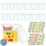 Burbell 12 Pcs 34 oz Buckets for Drinks Ice Cream Buckets with Lids and Handl