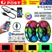 RGB LED Strip Lights IP65 Waterproof 5050 5M 10M 3M 300 LEDs 5V USB Bluetooth AU
