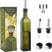 Glass Olive Oil Dispenser Bottle, Oil Bottle Drizzler With Pourer And Funnel 500ml