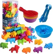 GIGITIGER Counting Animals Matching Game with Sorting Cups, Montessori Sorting & Counting Toys, Preschool Color Learning Toys for 3 4 5 Years Old Girls Boys,Educational Toy for Toddler (36 Animals)