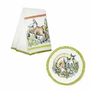 Everything Kitchens "Caprine Caper" Baby Goat Tea Towel + Pot Holder Set