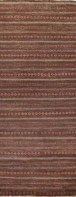 Tribal Gabbeh Kashkoli Oriental Runner Rug Geometric Handmade Wool Carpet 3'x10'