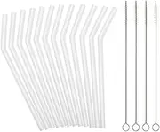Reusable Clear Silicone Straws for Toddlers & Kids - 12 pcs Flexible Short Drink 6.7" Straws for 6-10 oz Yeti/Rtic/Ozark Tumblers & 4 Cleaning Brushes - BPA free, no Rubber Tast