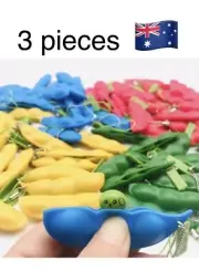 3x Coloured Peas In A Pod Fidget Squeeze Bean Keychain Stress Relieving Toy Gift