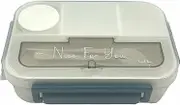 1.3L 4 Compartment Insulated Portable Plastic Bento Lunch Box, Microwaveable, for Kids, Adults, Office, Worker, Student (White)