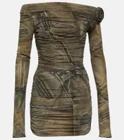 [Blumarine] Blumarine Printed off-shoulder minidress AU 12 grey