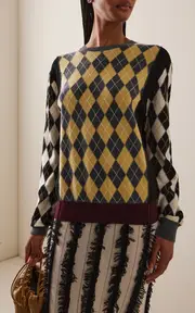 [ZANKOV] Reed Argyle-Knit Merino Wool Sweater
